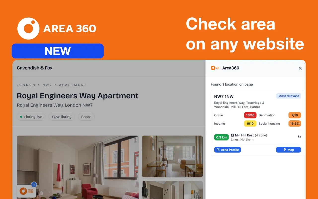 Area360 extension detecting a property location on a webpage